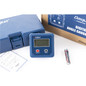 Dasqua 8400 Series Digital Angle Gauge Magnetic Image on White Background Showing Carboard Packaging and Palstic Storage Case