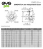 EMG Pro K72 Series 80mm Four-Jaw Self-Centering Chuck | EMG Precision. Dimensions Table & Drawing