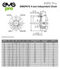 EMG Pro K72 Series 100mm Four-Jaw Self-Centering Chuck | EMG Precision. Dimensions Table & Drawing