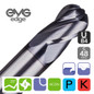 EMG Pro Edge U-B4 Ball Nose Series General Machining 4 Flute AlCrSiN 35° End Mills 2~20mm Diameters with EMG Edge Logo on a white background. Includes all feature Icons.