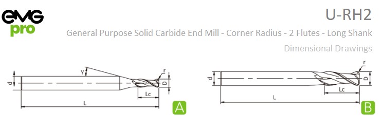 EMG Edge Series U-RH2 Dimensional Drawing EMG Precision Edge Milling Cutters