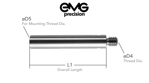 Dimensional Drawing of a Stainless Steel Probe Styli Extension