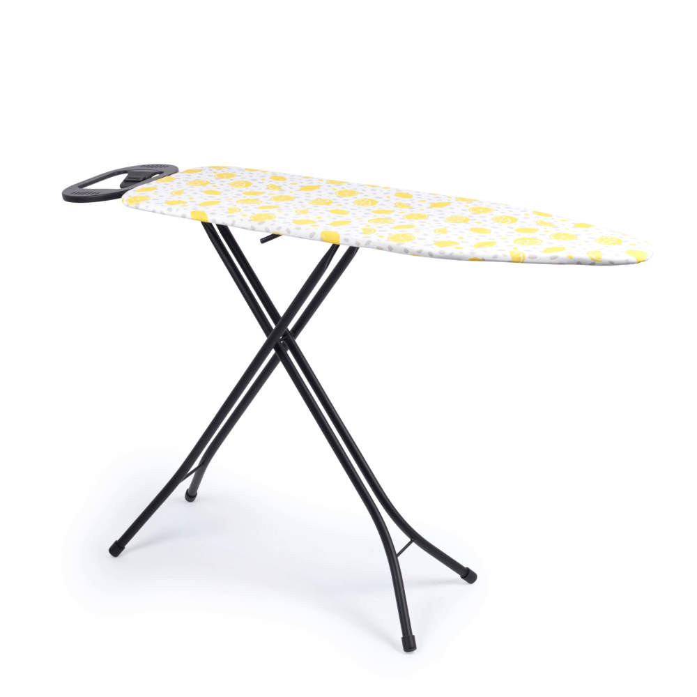 Beldray Collapsible Ironing Board Adjustable Height, Lemon Print Cover, 115 x 36 cm
