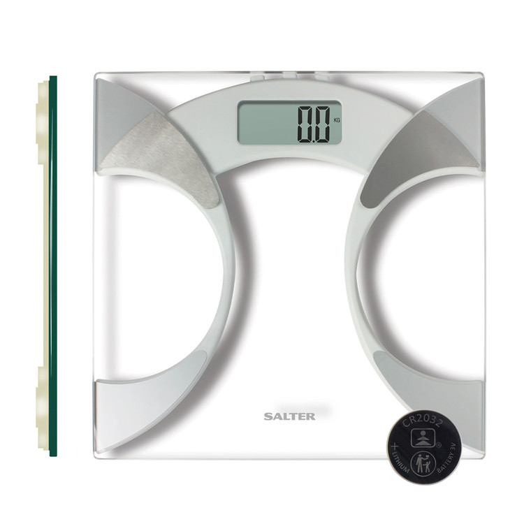 Salter Ultra Slim Glass Analyser Bathroom Scale - White