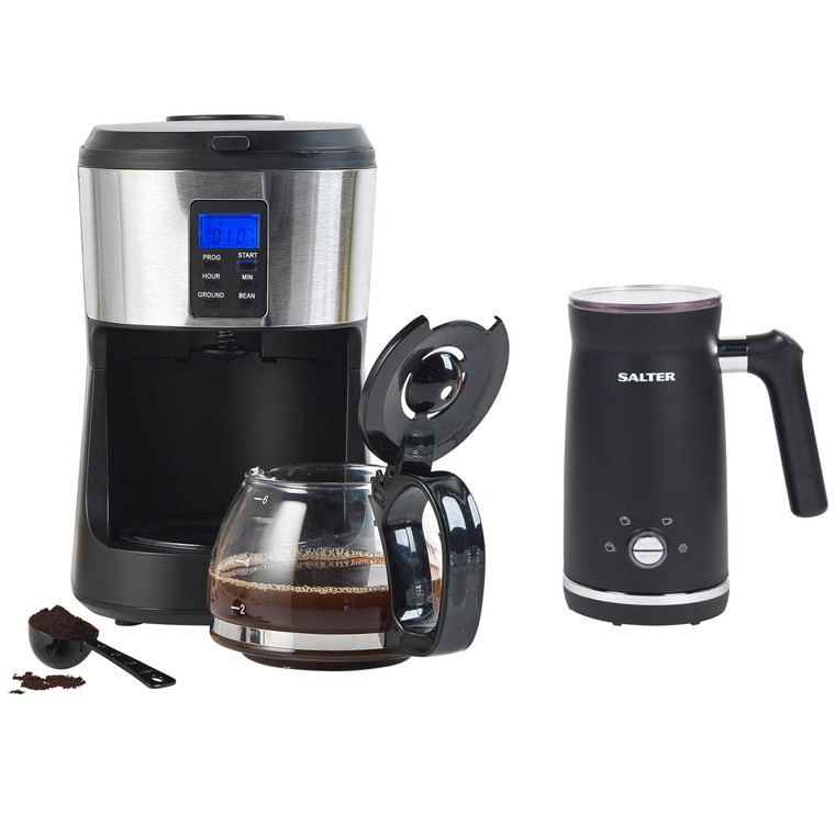 Salter Caffé Bean to Jug Coffee Maker & Electric Milk Frother Set
