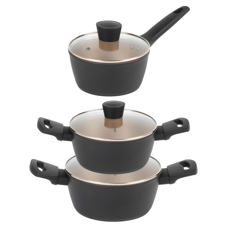 Russell Hobbs Opulence 3-Piece Pan Set - Includes 16cm Saucepan and 20/24cm Stockpots
