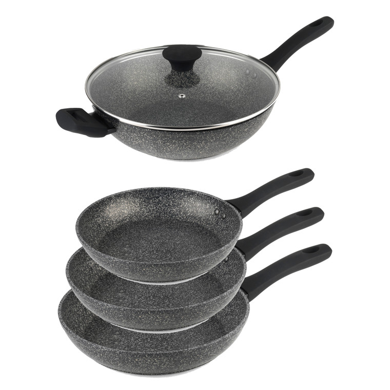 Salter Megastone 4-Piece Frying Pan & Wok Set