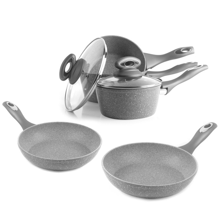 Salter Marblestone 5 Piece Frying Pan & Saucepan Set