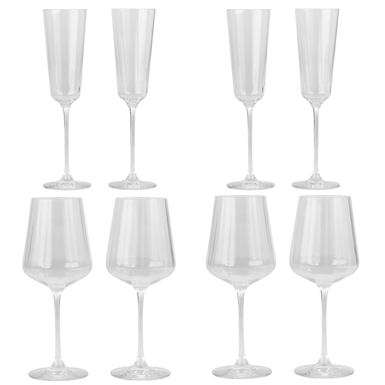 Livellara Champagne & Red Wine Glasses Set of 8