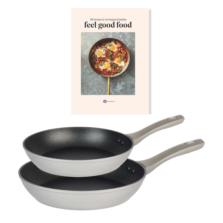 Progress by WW Frying Pan Set of 2 With Weight Watchers Feel Good Food Recipe Book, 20/24cm