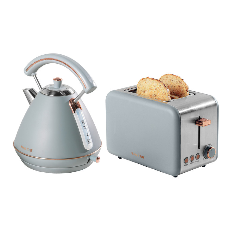 Pyramid 1.7 L Kettle and 2-Slice Toaster | Grey/Rose Gold