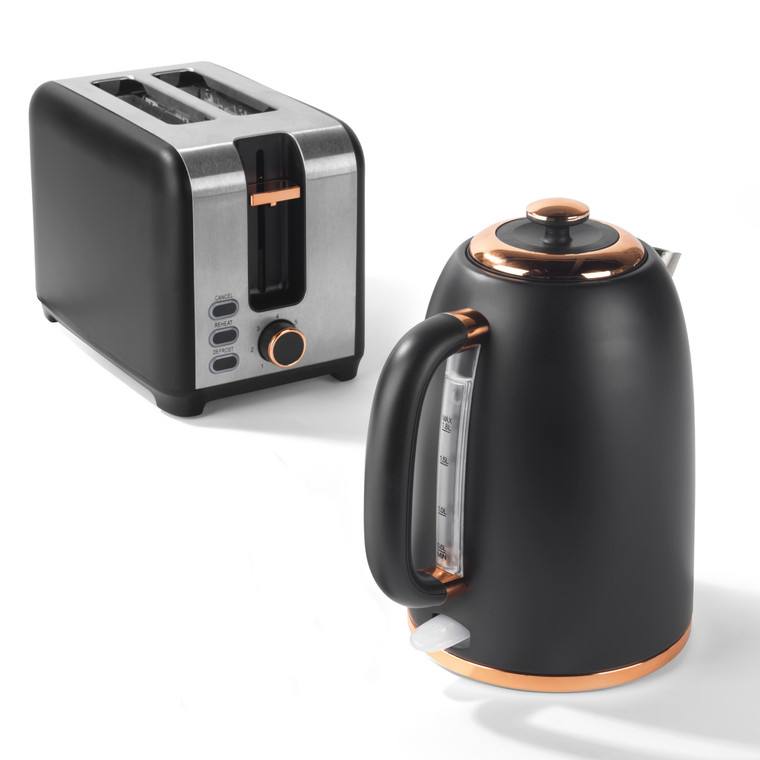 Salter Nero Electric Jug Kettle and 2 Slice Toaster Set