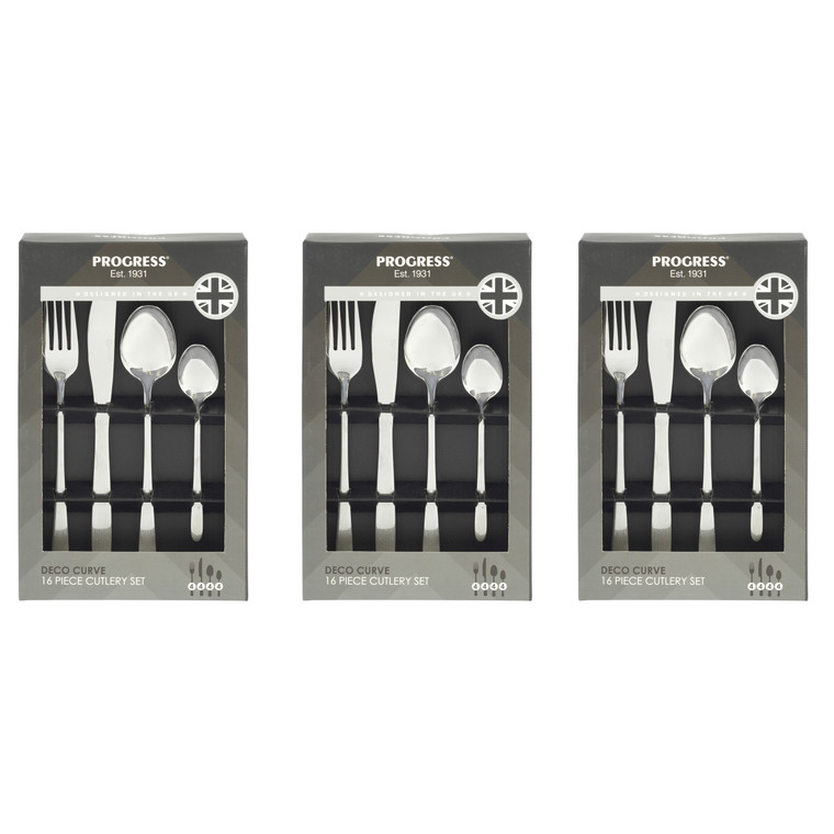 Progress Deco Curve Cutlery Set, 48 Piece