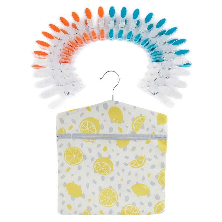 Beldray Peg Bag & Pegs – Lemon Print Storage Sack