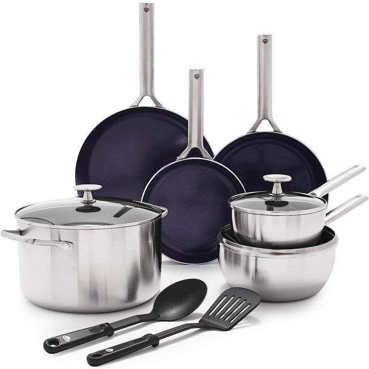 Blue Diamond Ceramic Cookware Set - Sliver