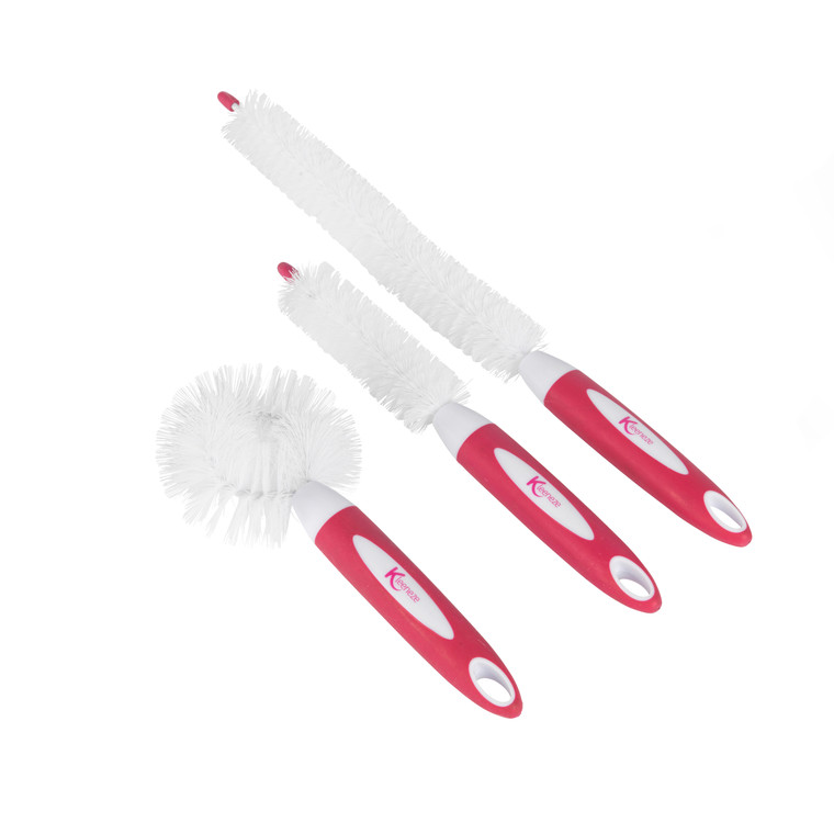 Kleeneze® 3 Pack Bottle Brushes, Bendable Brush Head, Anti Slip Grip