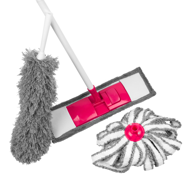 Kleeneze® 4-Piece Household Essentials Cleaning Set | Grey/Pink