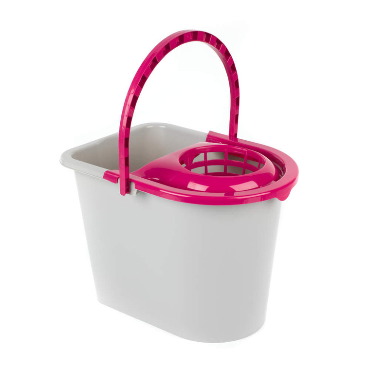 Kleeneze® Bucket With Mop Wringer & Carry Handle | 14 L | Pink/Grey
