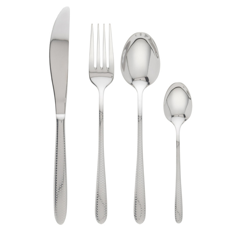 Salter Malton Collection 16-Piece Stainless Steel Cutlery Set, With Knife, Fork, Spoon, Teaspoon, Silver Plated