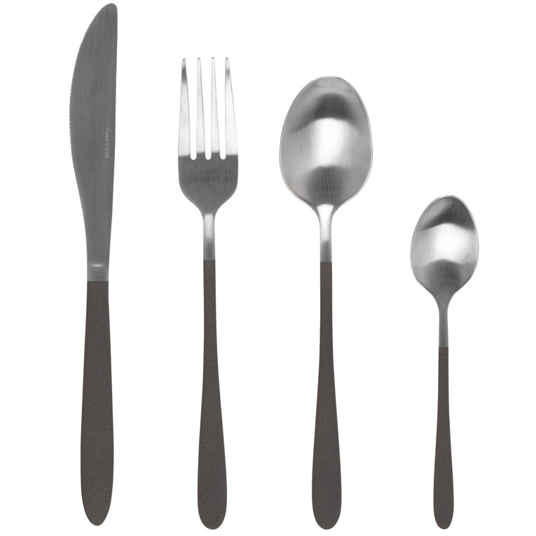 Salter Pearlise 16-Piece Stainless Steel Cutlery Set, With Knife, Fork, Spoon, Teaspoon, Black/Silver