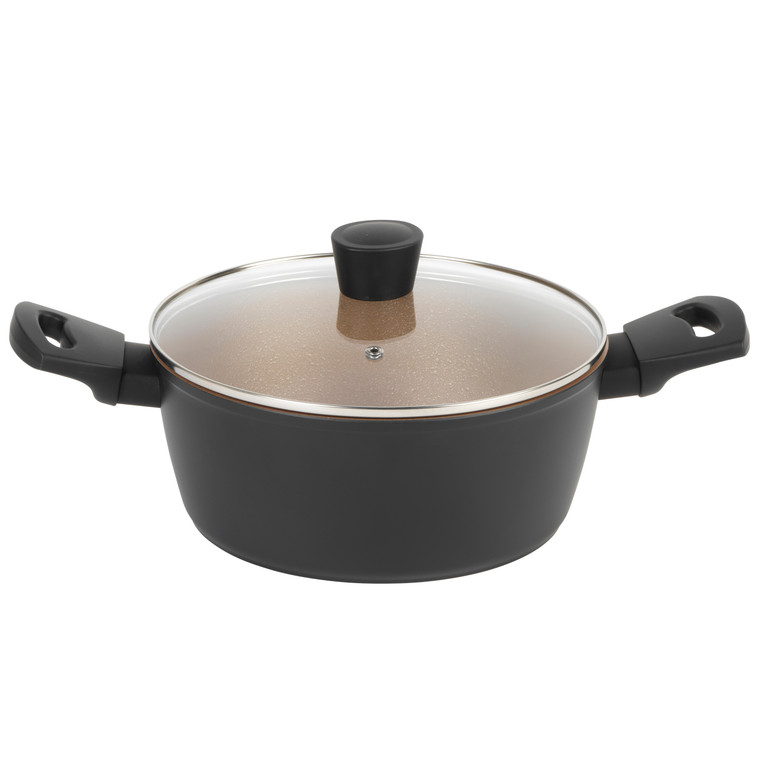 Russell Hobbs Opulence Collection Non-Stick 24 cm Stockpot, Induction and Dishwasher Safe, Black and Gold