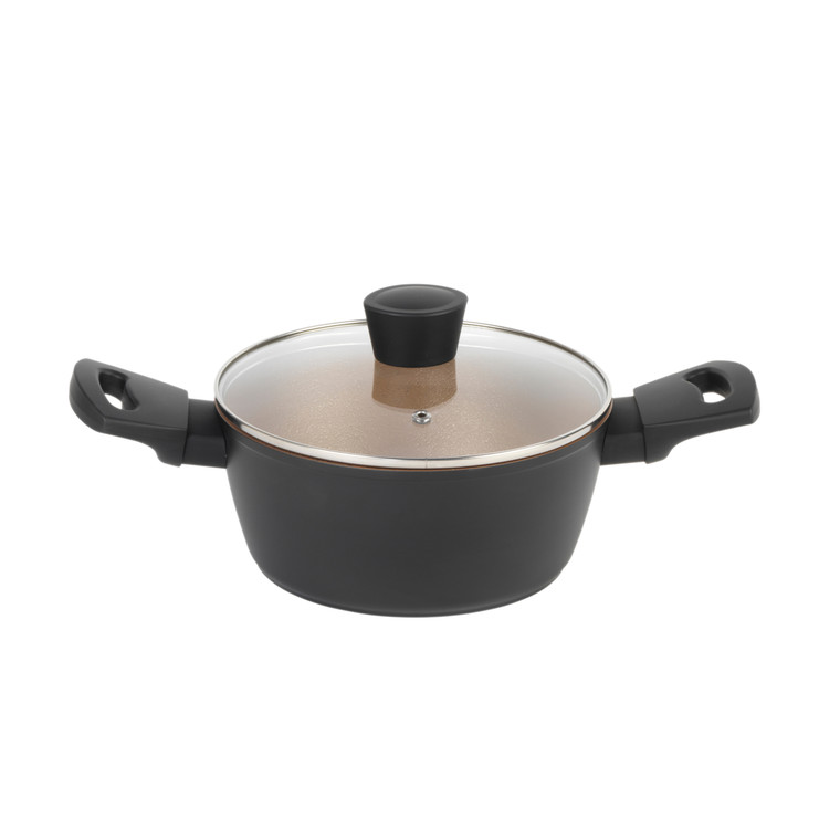 Russell Hobbs Opulence Collection  Non-Stick 20 cm Stockpot, Induction and Dishwasher Safe, PFOA Free, Black and Gold