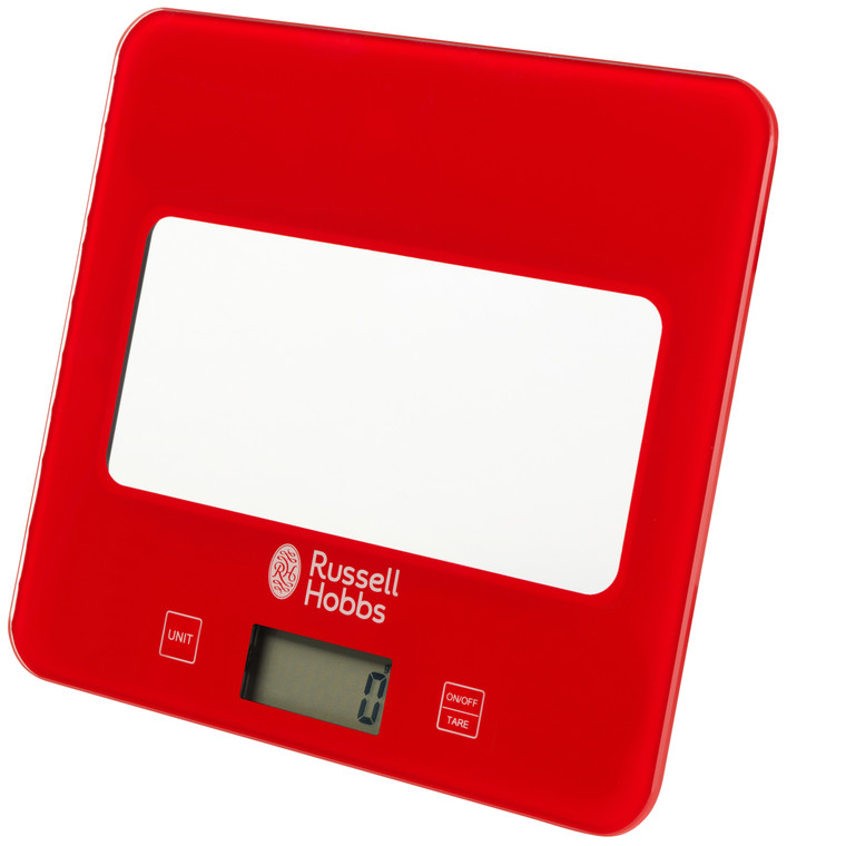 Russell Hobbs Digital Kitchen Scale, 5kg Max Capacity, Batteries Included, Red