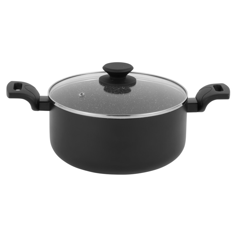 Progress Marble Ceramic 24 cm Non-Stick Stockpot with Lid, PFAS-Free