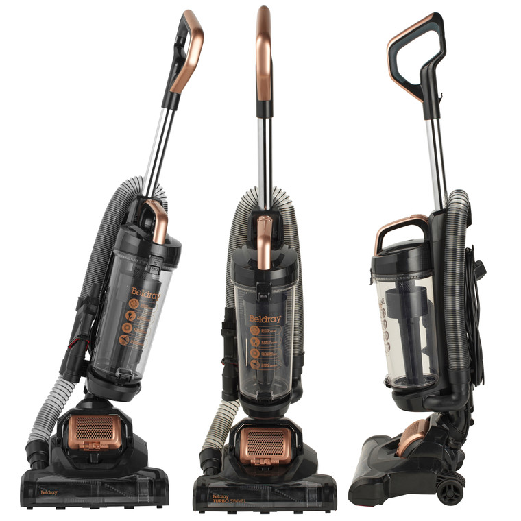 Beldray Upright Swivel Vacuum –  HEPA Filter, 2.5 L Dust Container, Rose Gold
