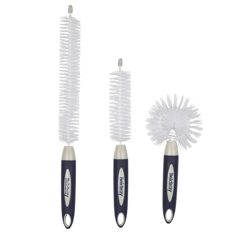 Beldray Deep Clean 3-Piece Bottle Brush Set – Non-Scratch Bristles, Flexible Heads