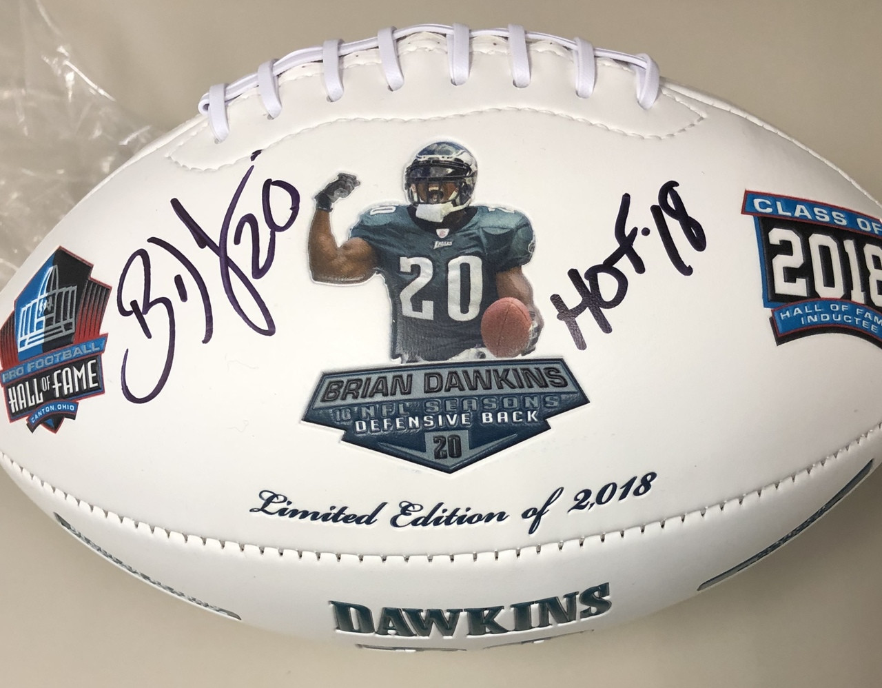 brian dawkins signed football