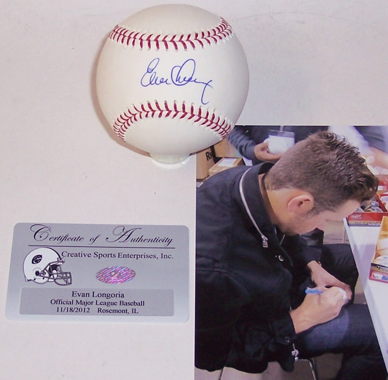 evan longoria autographed baseball