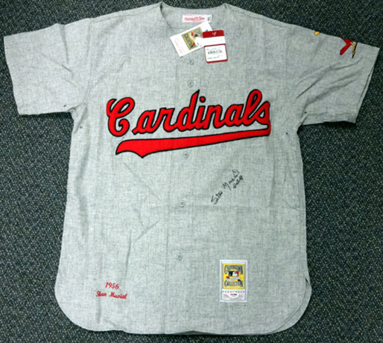 St. Louis Cardinals Stan Musial Autographed Gray Mitchell & Ness