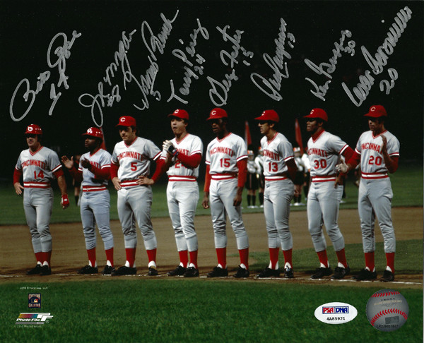 Cincinnati Reds Big Red Machine Autographed 8x10 Photo With 8 Signatures Including Johnny Bench Joe Morgan Pete Rose And Tony Perez Nikco Sports