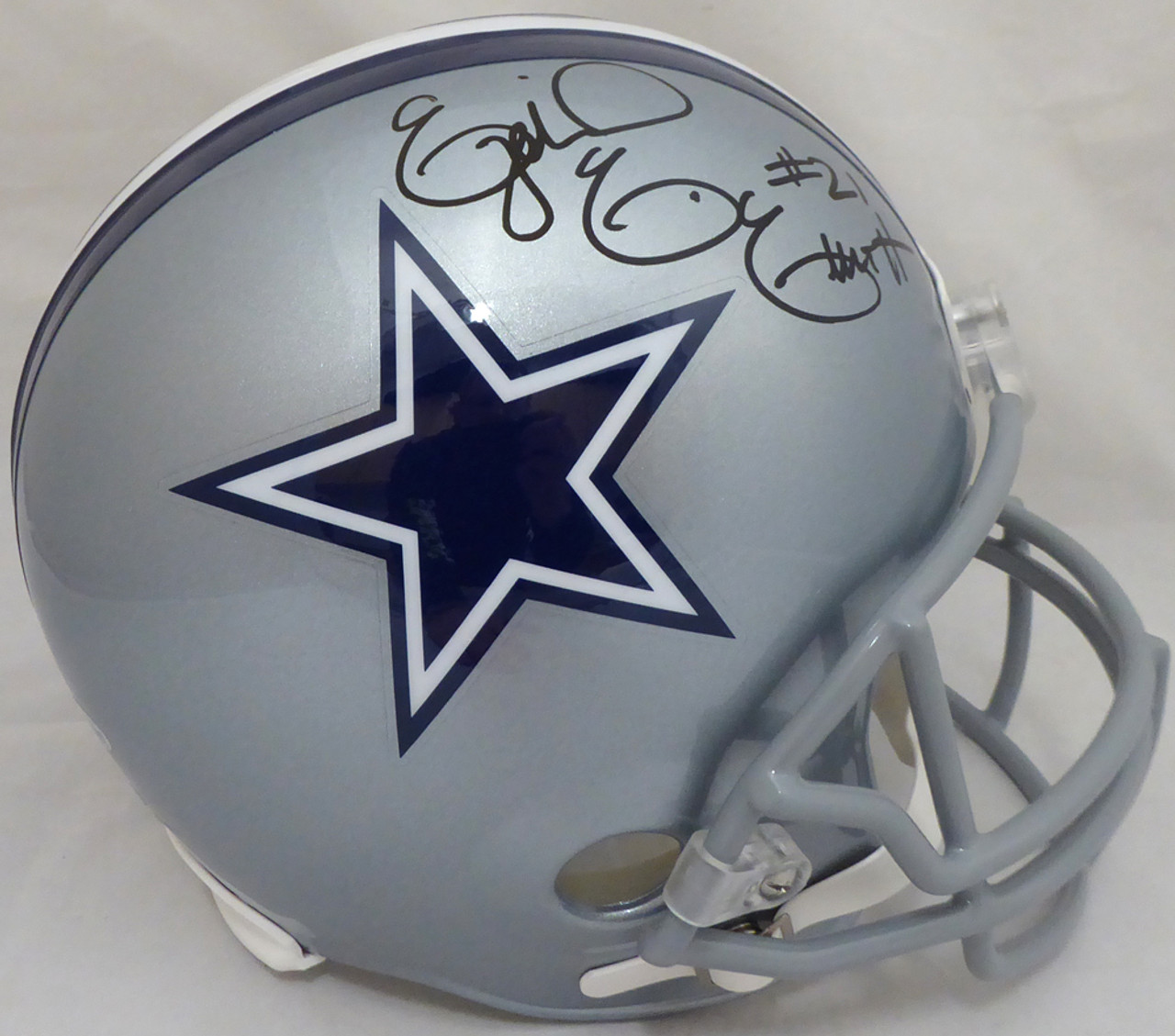 Ezekiel Elliott Autographed Full Size Helmet - Dallas Cowboys Silver Riddell  Replica Beckett BAS