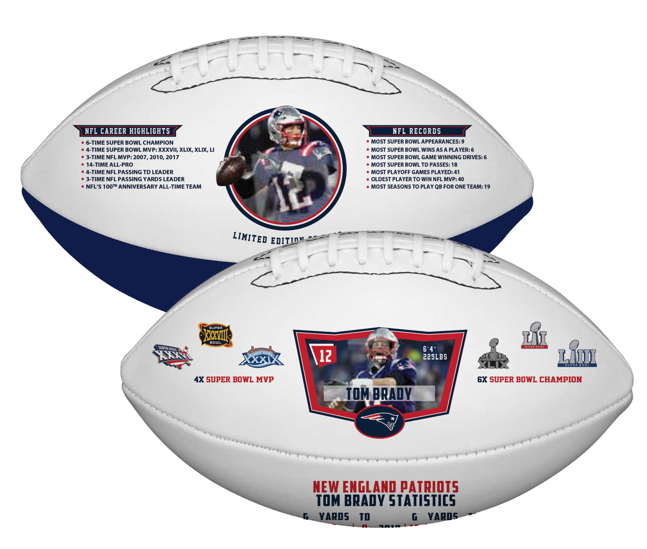 Tom Brady Career Highlights Commemorative Football