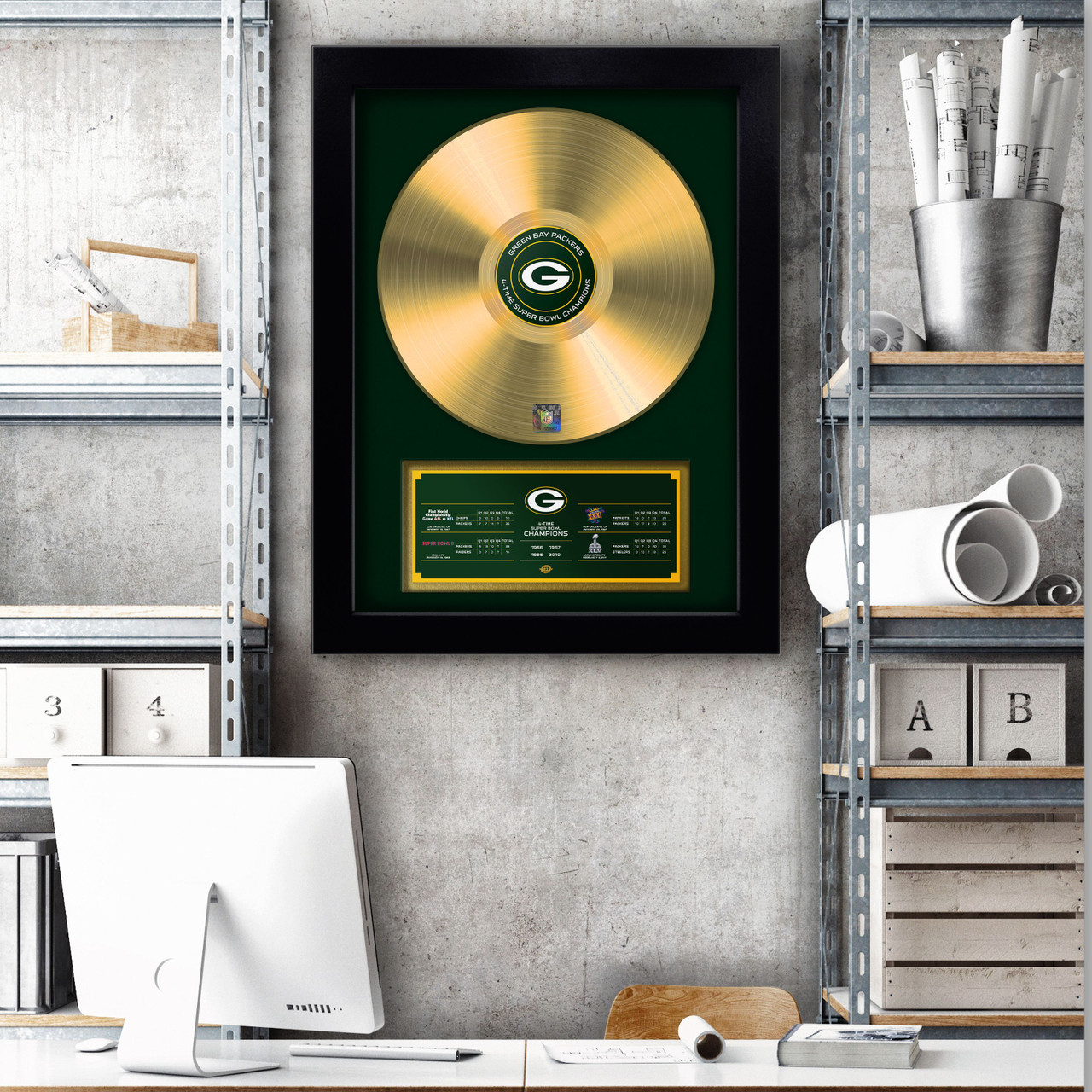 Green Bay Packers 4-Time Super Bowl Champions Gold Record