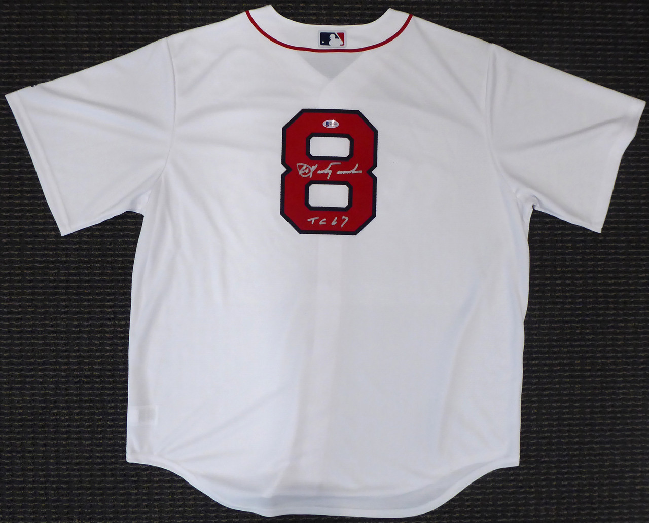Carl Yastrzemski Autographed Jersey - Boston Red Sox White Majestic Cool  Base TC 67 Size XL Beckett BAS