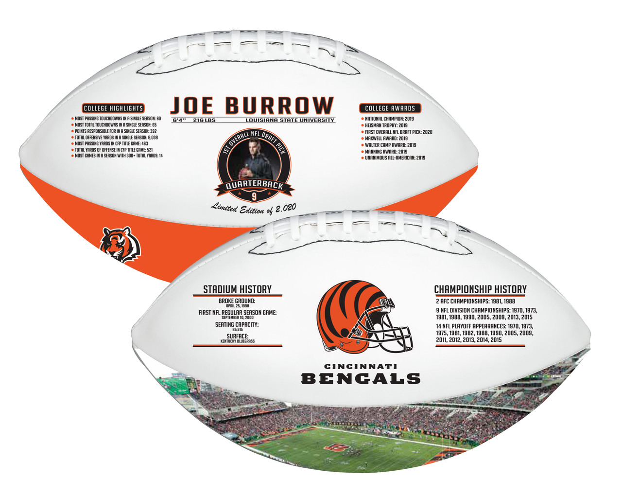 Shop Joe Burrow Cincinnati Bengals Limited Edition Embossed Football 2020