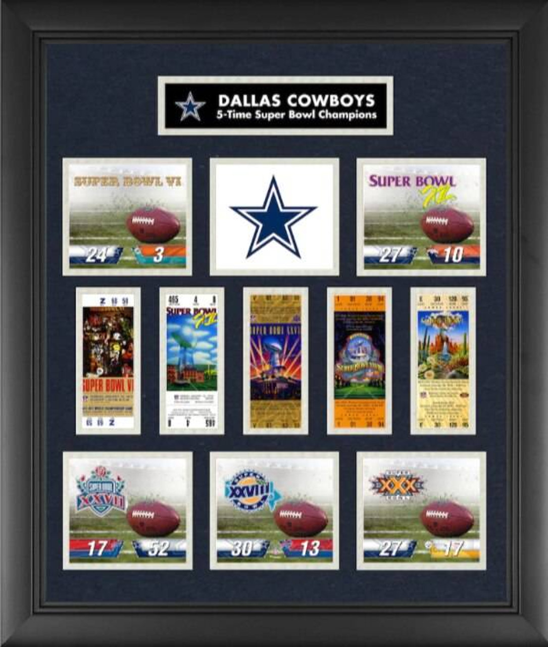 Buy Dallas Cowboys Framed Super Bowl Replica Ticket & Score