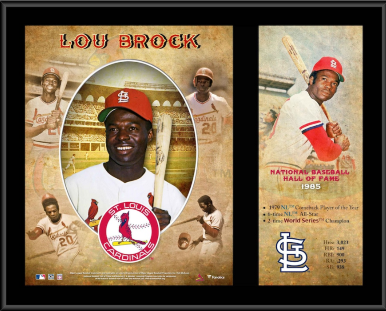 Fanatics Authentic Lou Brock St. Louis Cardinals 12 x 15 Hall of Fame Career Profile Sublimated Plaque
