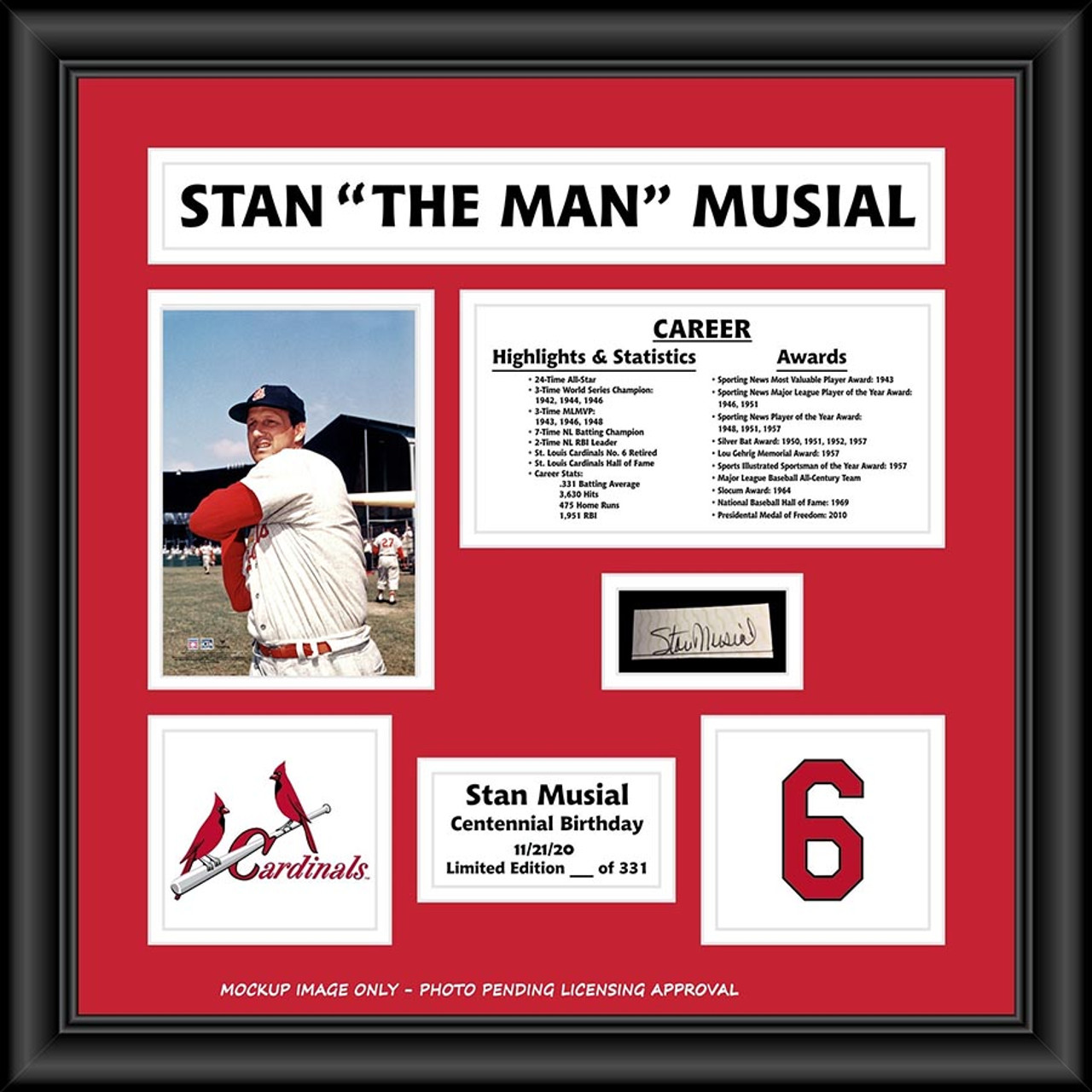 Shop Stan Musial Framed and Matted 19x19 Photo Collage with Cut Signature -  Limited Edition of 331