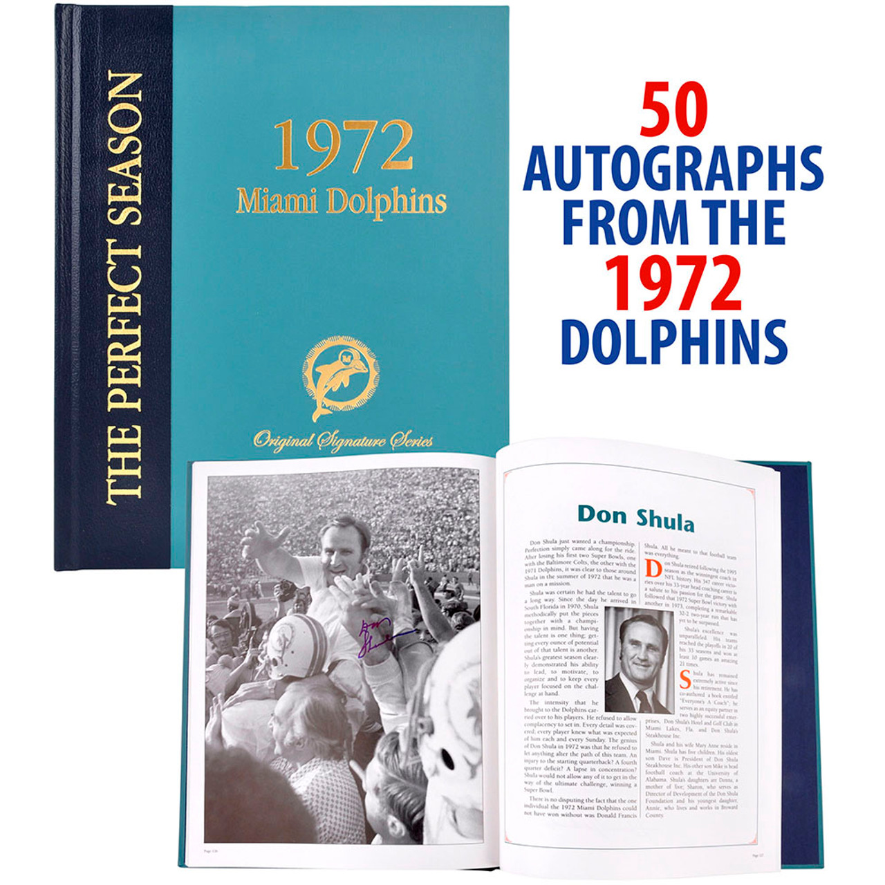 Miami Dolphins 1972 Autographed Coffee Table Book-Perfect Season