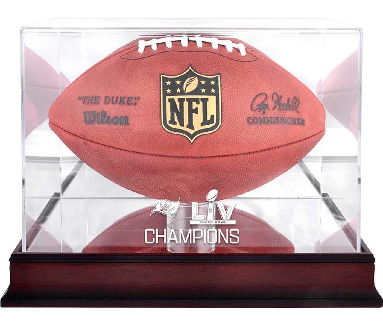 Tampa Bay Buccaneers Fanatics Authentic Super Bowl LV Champions Mahogany Football Logo Display Case