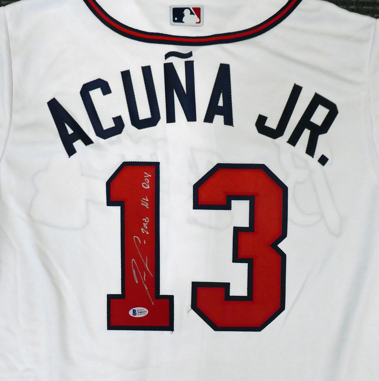 Shop Ronald Acuna Jr. Atlanta Braves Signed Majestic Cool Base White Jersey  Size L 2018 NL ROY