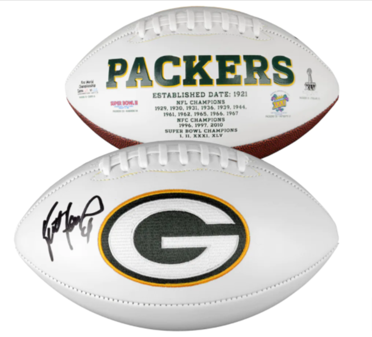 Buy Brett Favre Green Bay Packers Signed White Panel Logo Football