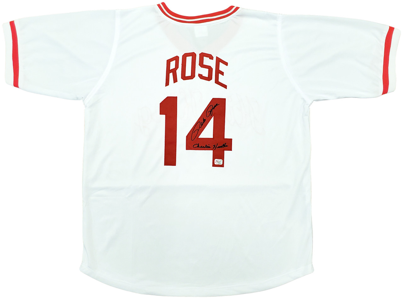 Pete Rose Autographed Cincinnati Mitchell & Ness Red Baseball Jersey (XL) - BAS