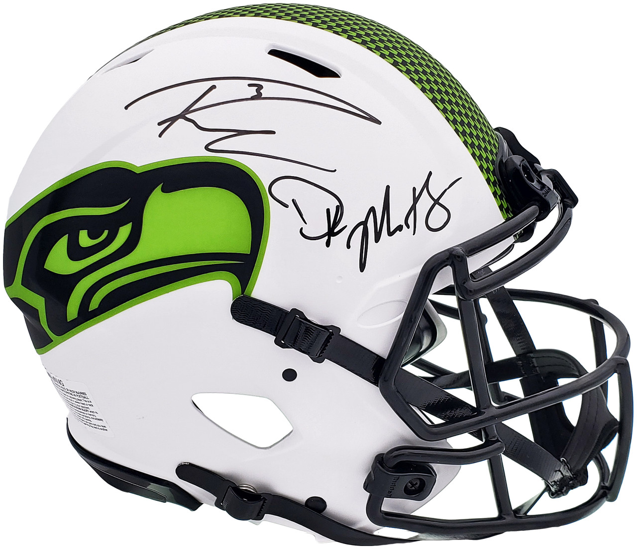 Russell Wilson & DK Metcalf Signed Seattle Seahawks Lunar Eclipse White  Full Size Authentic Speed Helmet