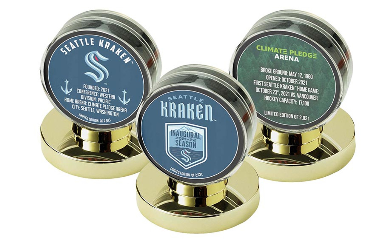 Mustang Product Seattle Kraken Inaugural Season Nautical Compass Collectors Puck w/Engraved 3D Texture & Graphics 