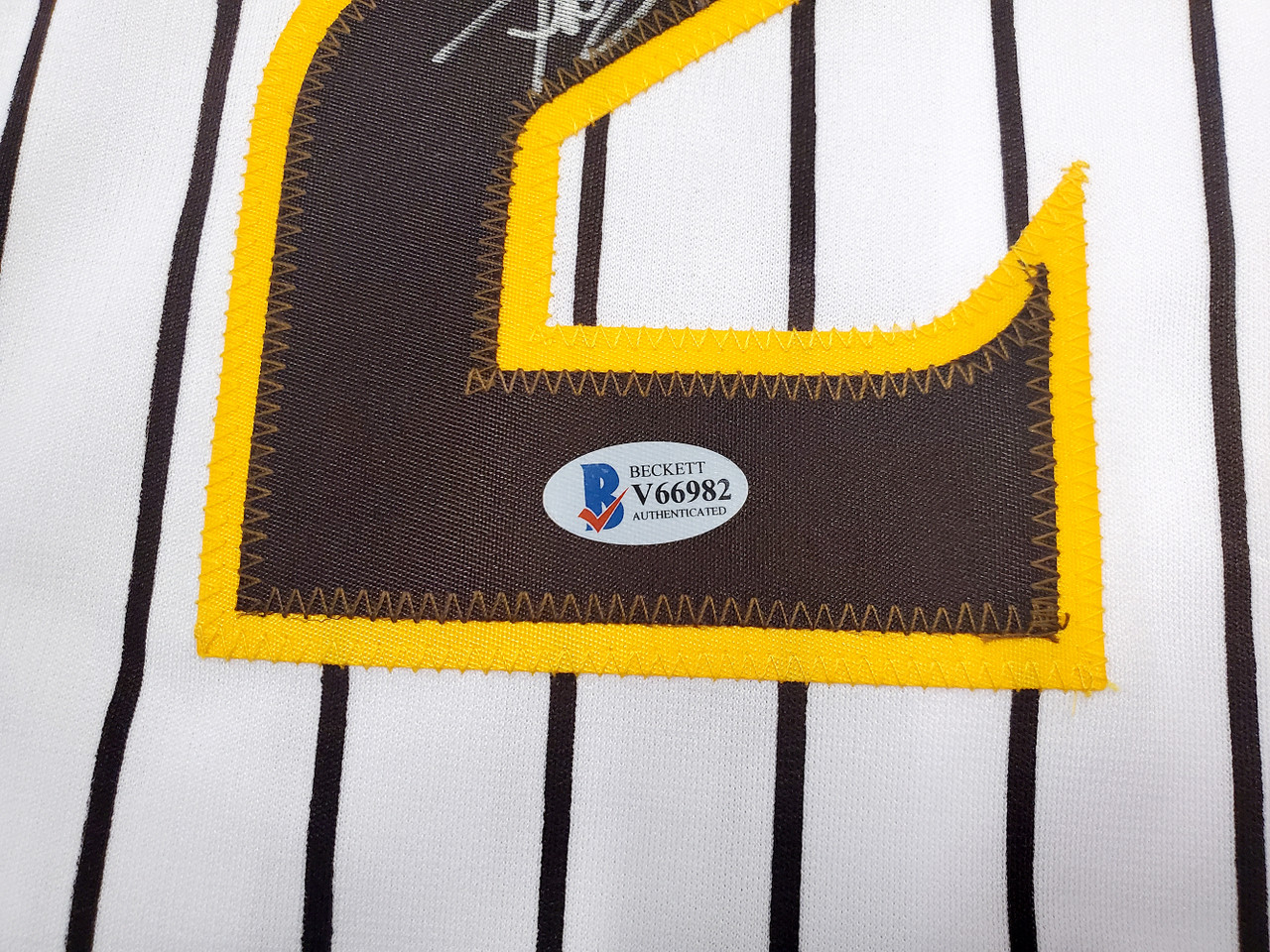 Fernando Tatis San Diego Padres Autographed Sand Nike Pinstripe Replica  Jersey